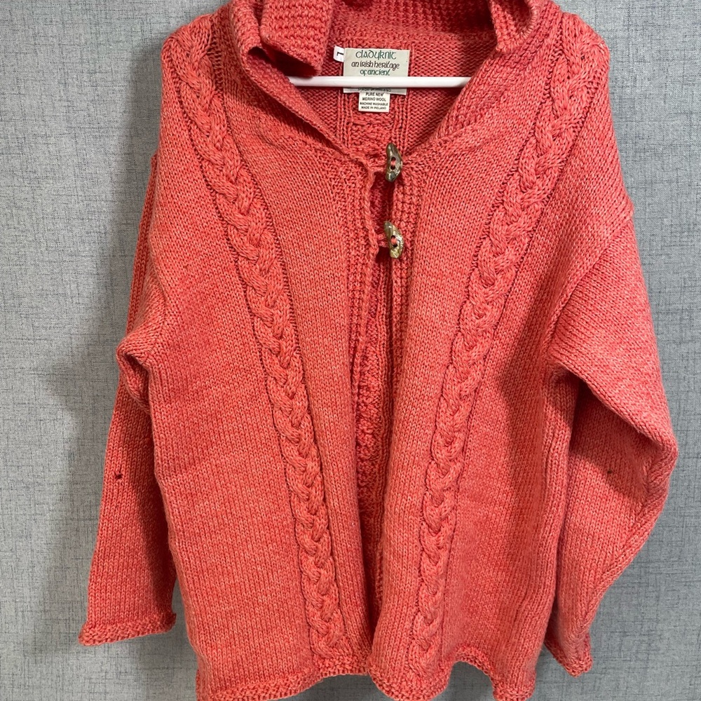 Claournic Irish heritage traditional stitches Sweater Mañanita Pure Merino Wool